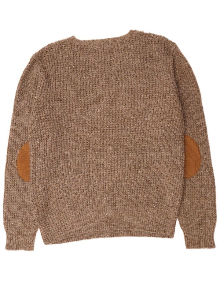 Zara Pull ras du cou pour homme XL en laine marron
