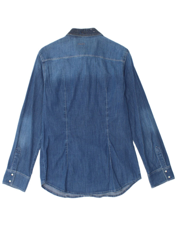 Liu Jo Femme Chemise En Jean IT 46 Large Bleu Coton