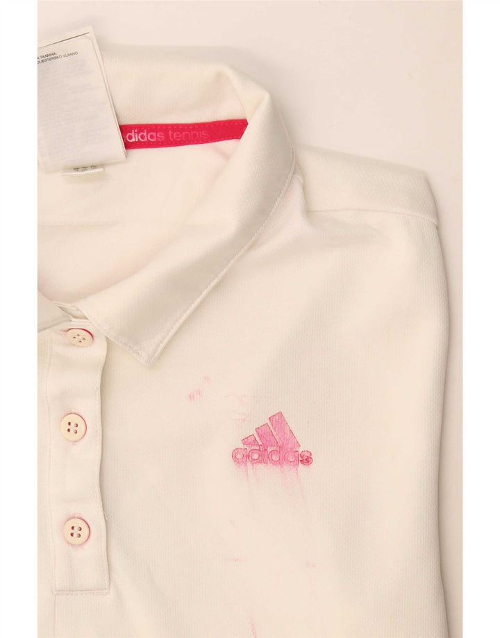 Adidas Climalite Polo pour femme UK 8/10 Petit Blanc Polyester