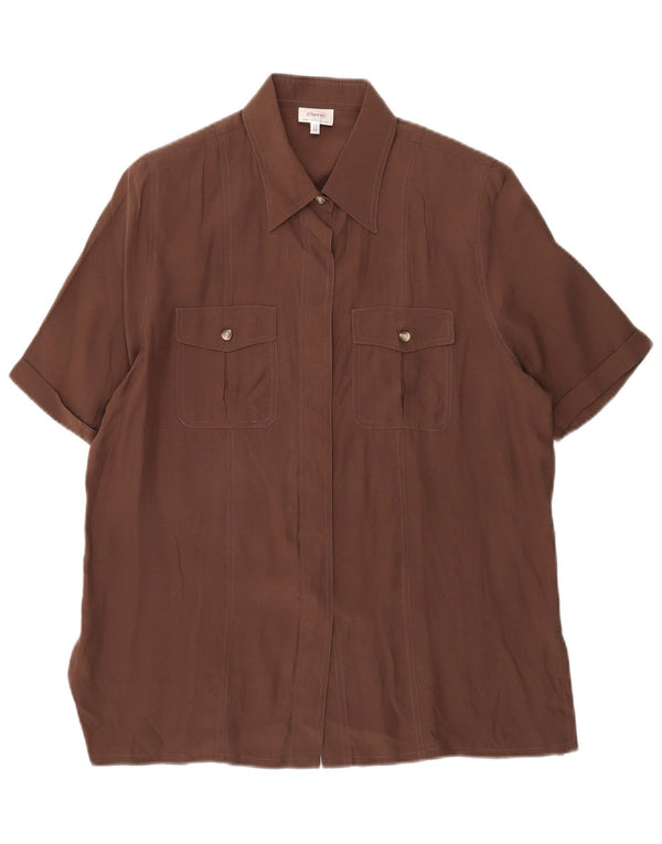 Cherie Chemise à manches courtes pour femme IT 42/44 Soie marron moyen