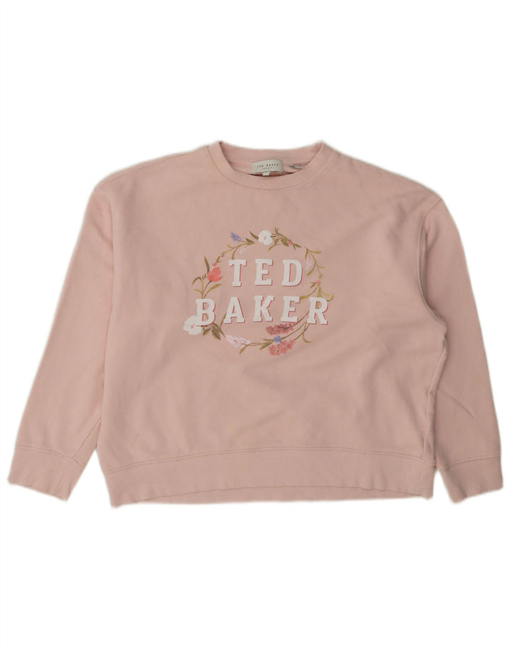Ted Baker Sweat-shirt surdimensionné graphique pour femme Taille 2 Petit Rose