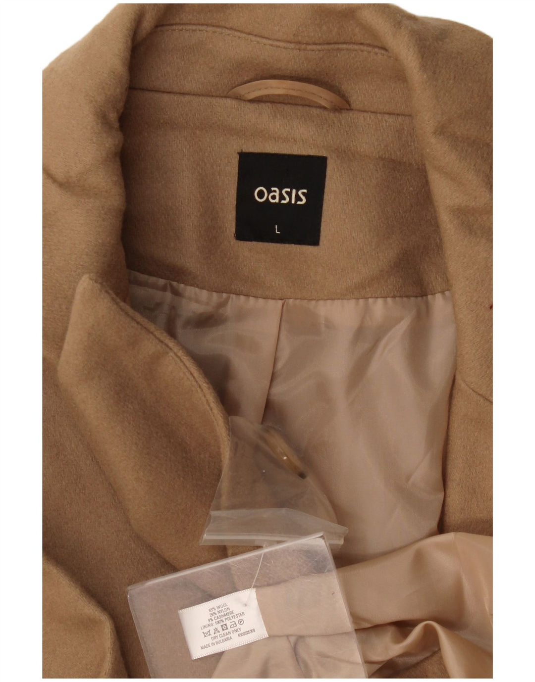 Oasis Manteau Double Boutonnage Femme UK 16 Grande Laine Beige