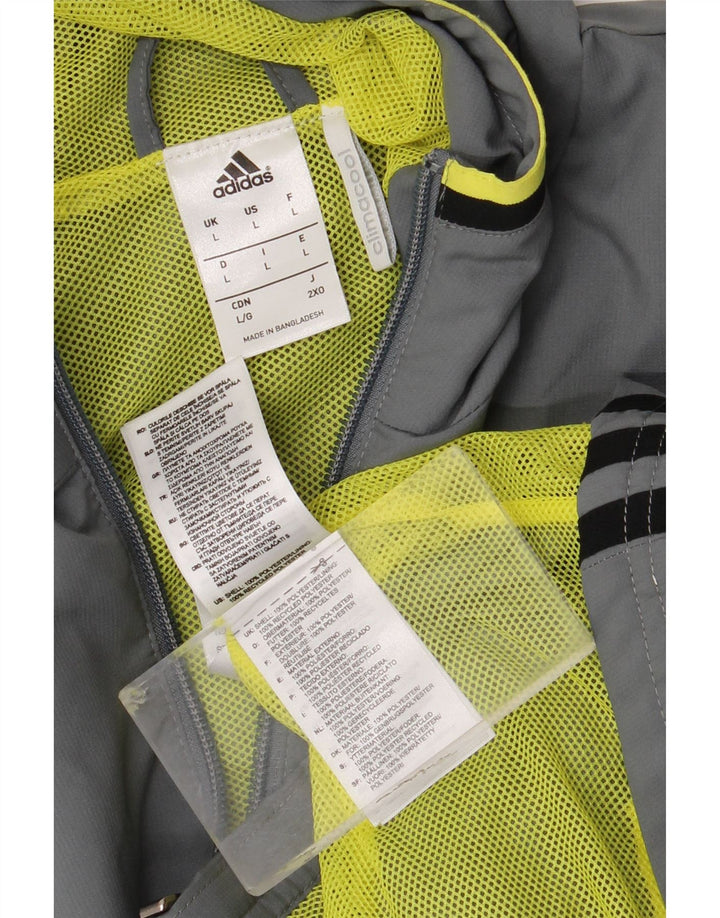 Adidas Veste de pluie à capuche Climacool Graphic pour homme UK 40 Large Gris Polyester