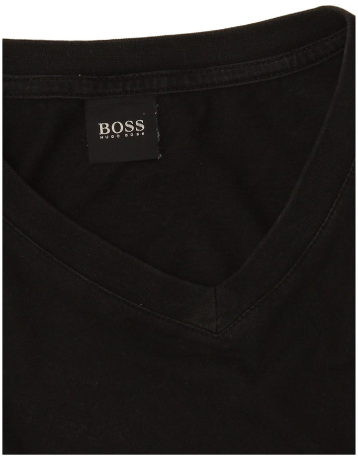 HUGO BOSS Hommes T-Shirt Top Small Noir Coton