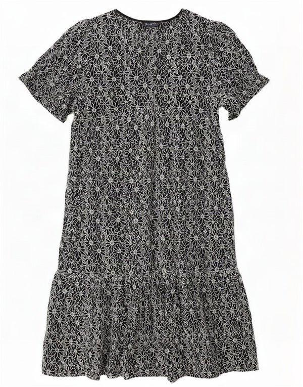 Marks & Spencer Robe à volants pour femme UK 20 2XL Coton floral noir
