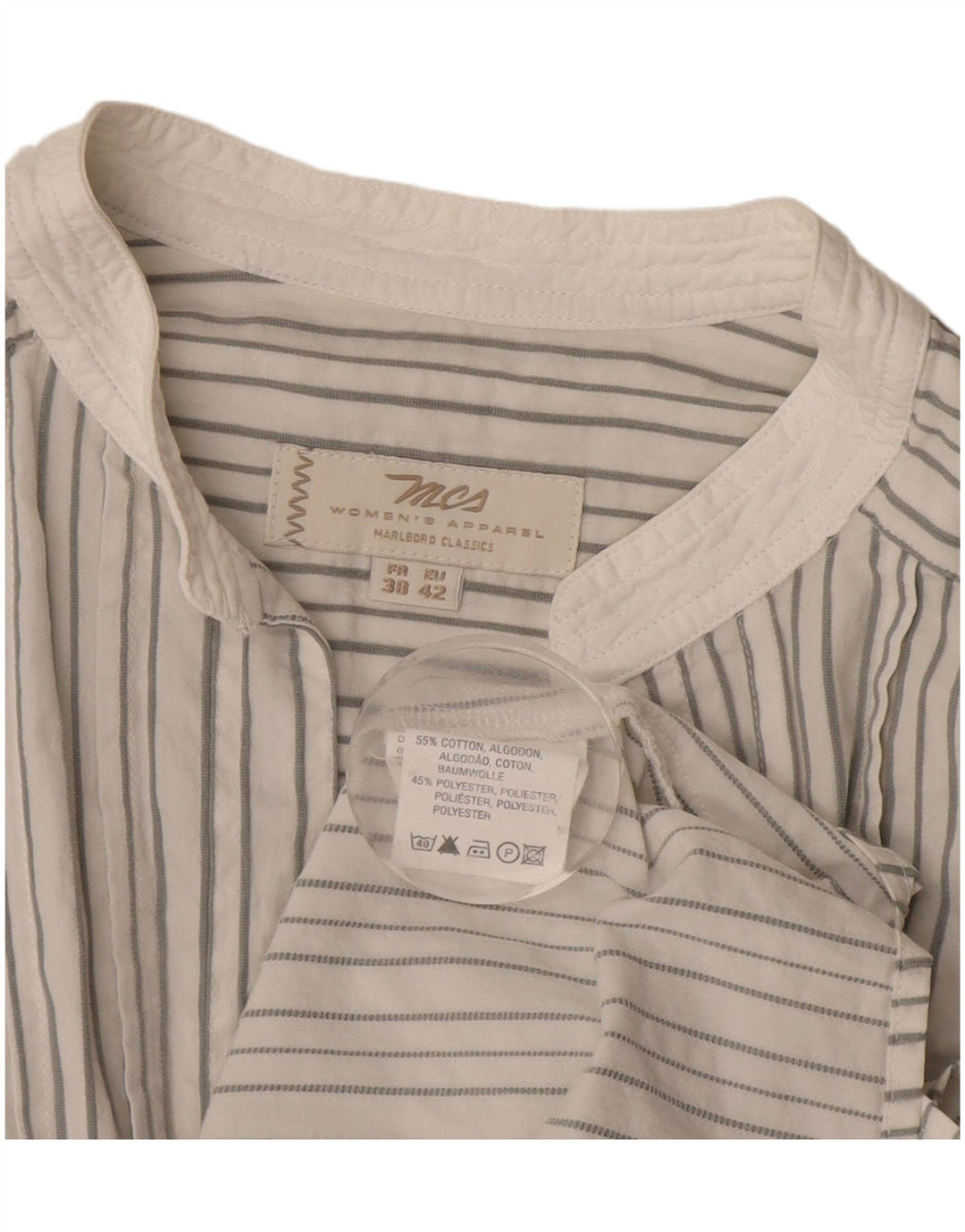 Marlboro Classics Haut chemisier à manches 3/4 pour femme EU 42 Grandes rayures grises