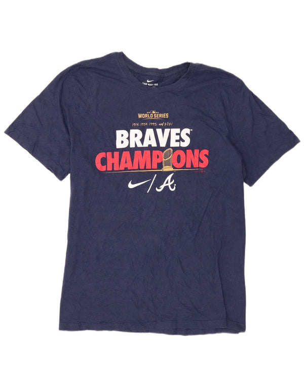 Nike Braves Champions Graphic T-Shirt Top XL Bleu Marine Coton