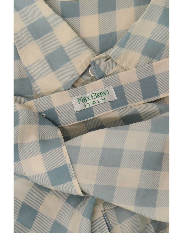 vintage Chemise à manches courtes pour hommes Grand chèque bleu