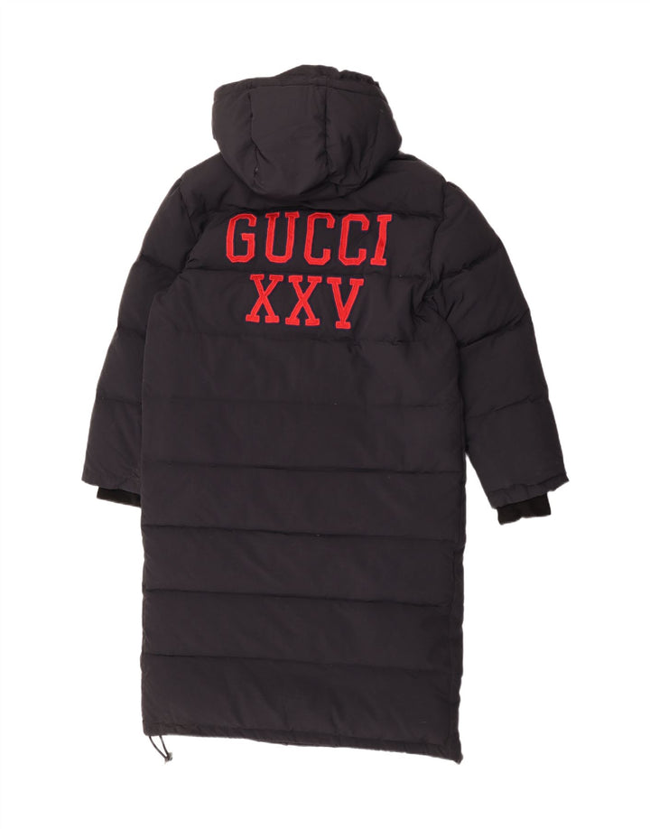 Gucci Manteau matelassé à capuche graphique pour hommes IT 46 Large Noir Polyamide