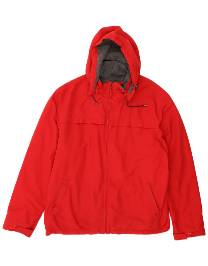 LANDS END Veste coupe-vent à capuche pour homme UK 42 XL Nylon rouge
