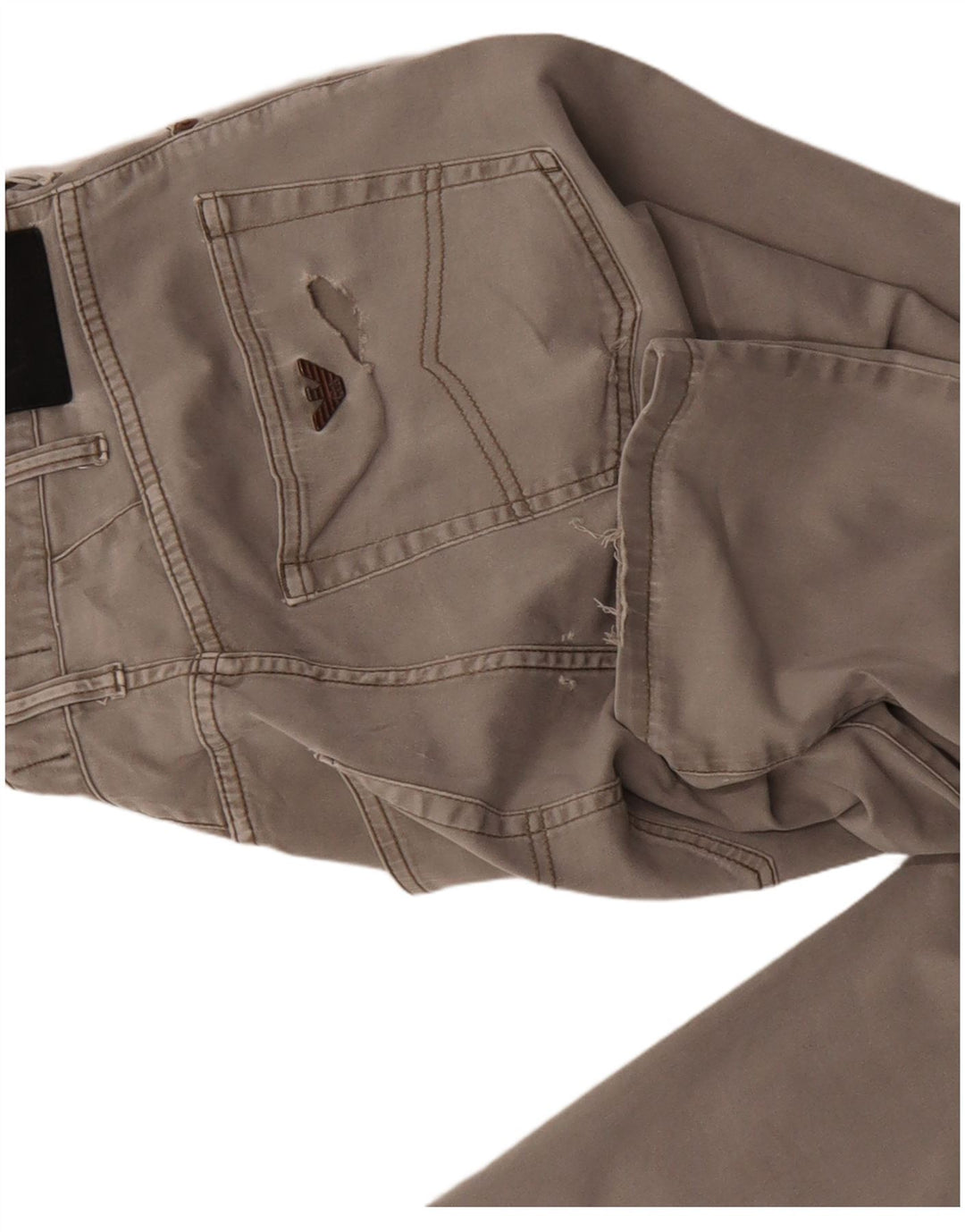 ARMANI Pantalon décontracté droit W32 L30 Gris Coton