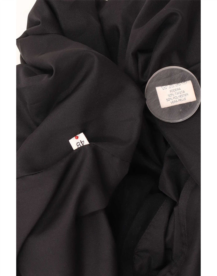 vintage Mens Suede Bomber Jacket IT 48 Cuir Noir Moyen