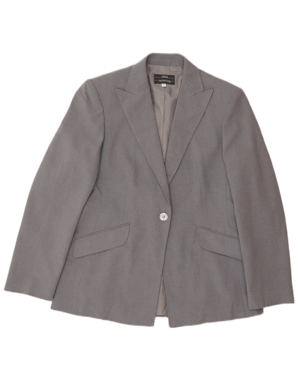 Marks & Spencer Veste blazer à 1 bouton pour femme UK 12 Gris moyen Polyester