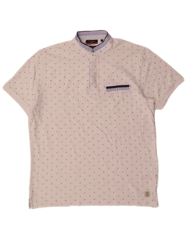 Pierre Cardin Polo à motif abstrait pour homme, grand coton blanc
