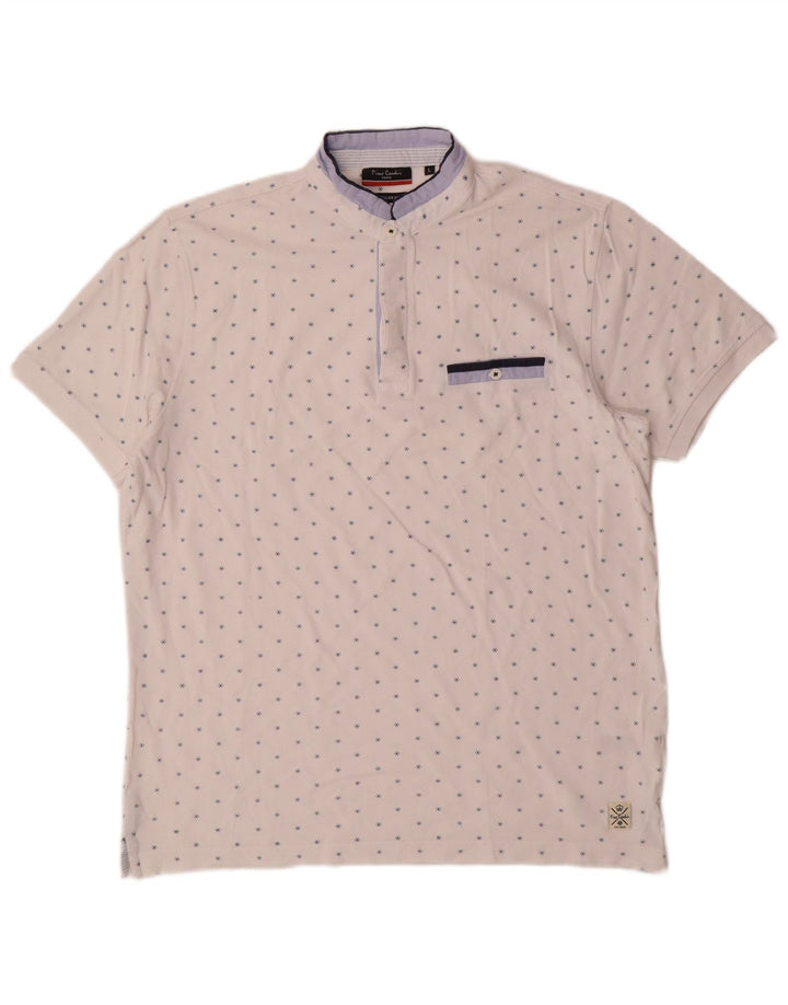 Pierre Cardin Polo à motif abstrait pour homme, grand coton blanc