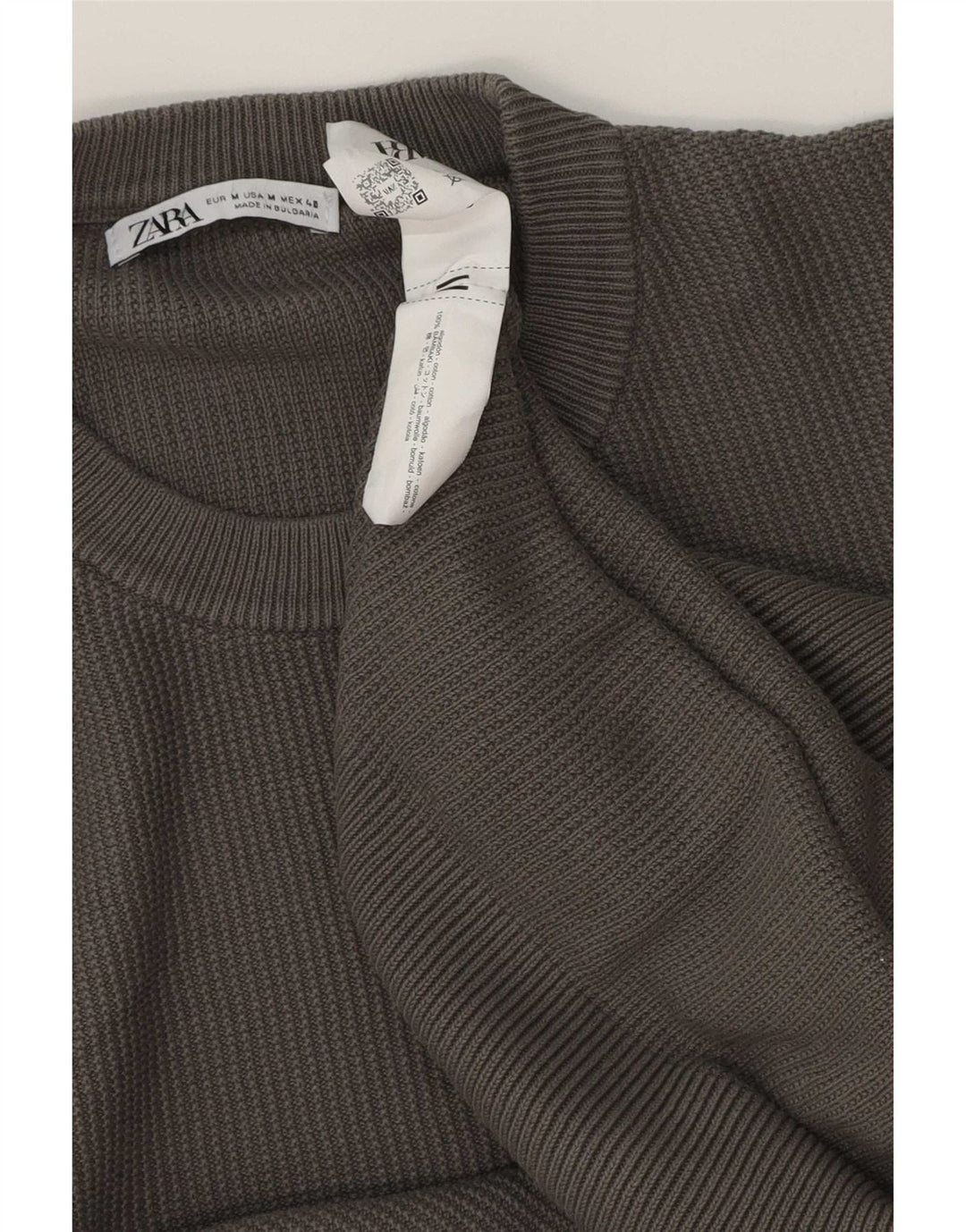 Zara Pull Col Rond Homme Gris Moyen Coton