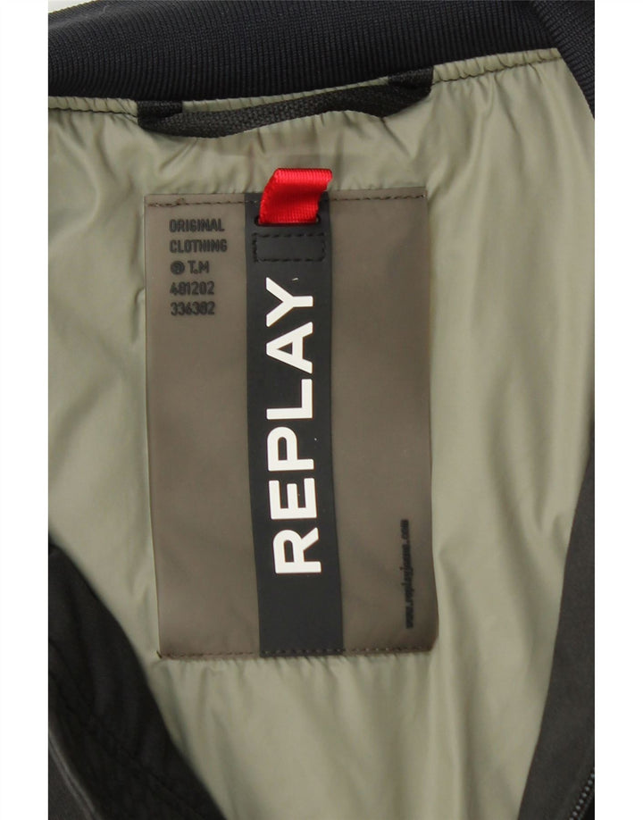 Replay Veste Bomber Graphique Homme UK 38 Gris Moyen Coton Colorblock
