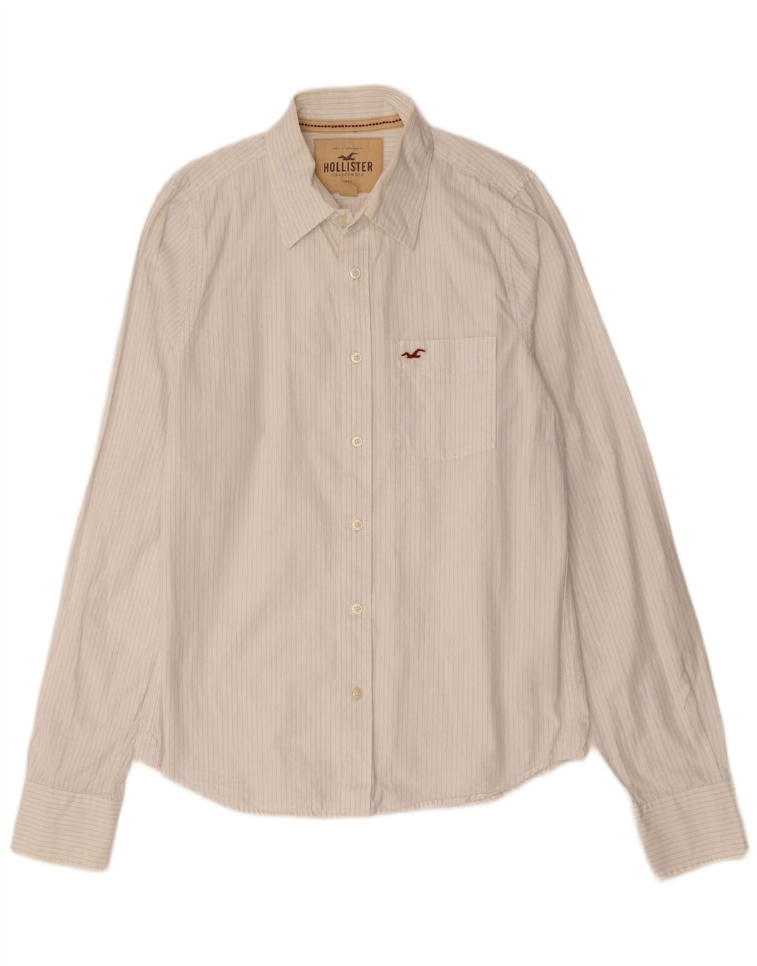 HOLLISTER Mens Shirt Large White Pinstripe Cotton