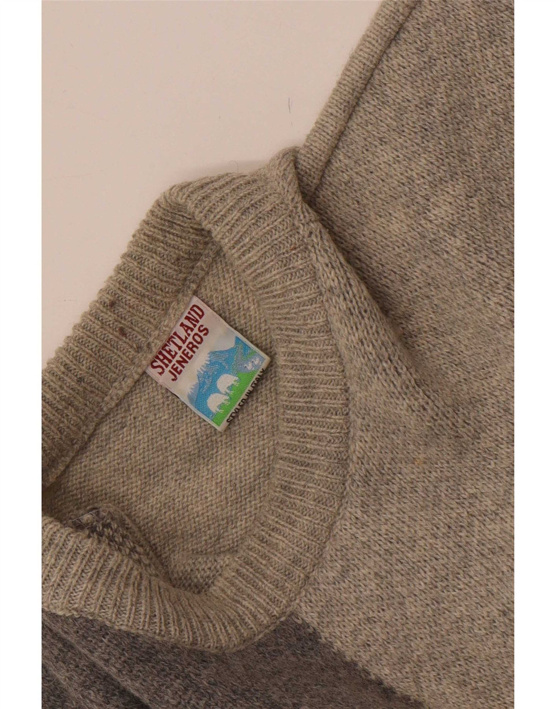 Shetland Jeneros Pull col rond homme gris moyen géométrique