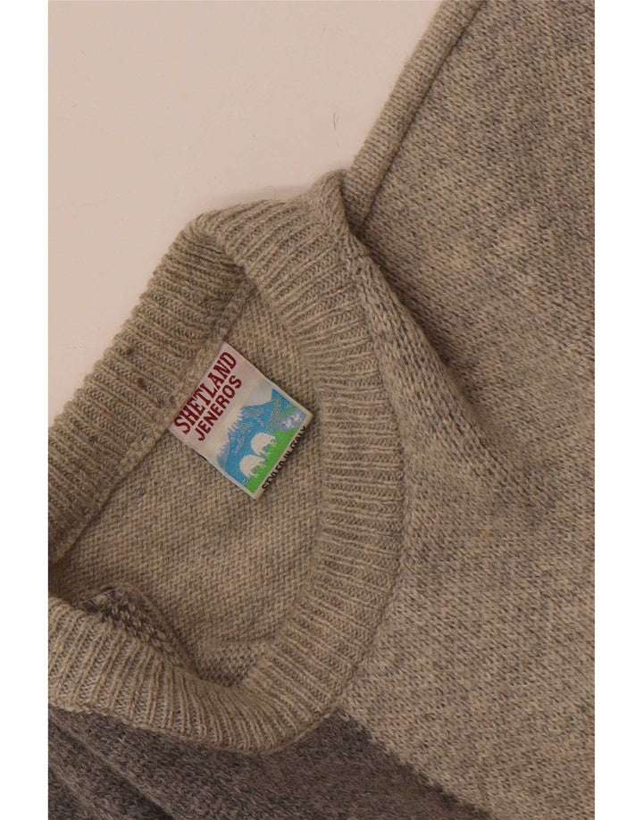 Shetland Jeneros Pull col rond homme gris moyen géométrique