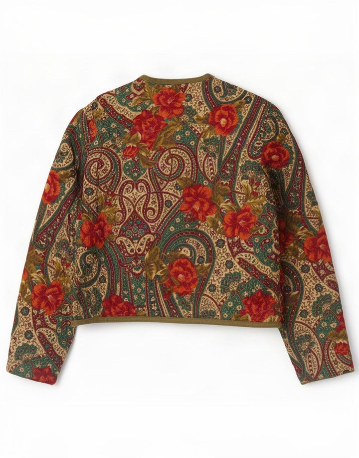 vintage Womens Bomber Jacket UK 14 Moyen Multicolore Paisley