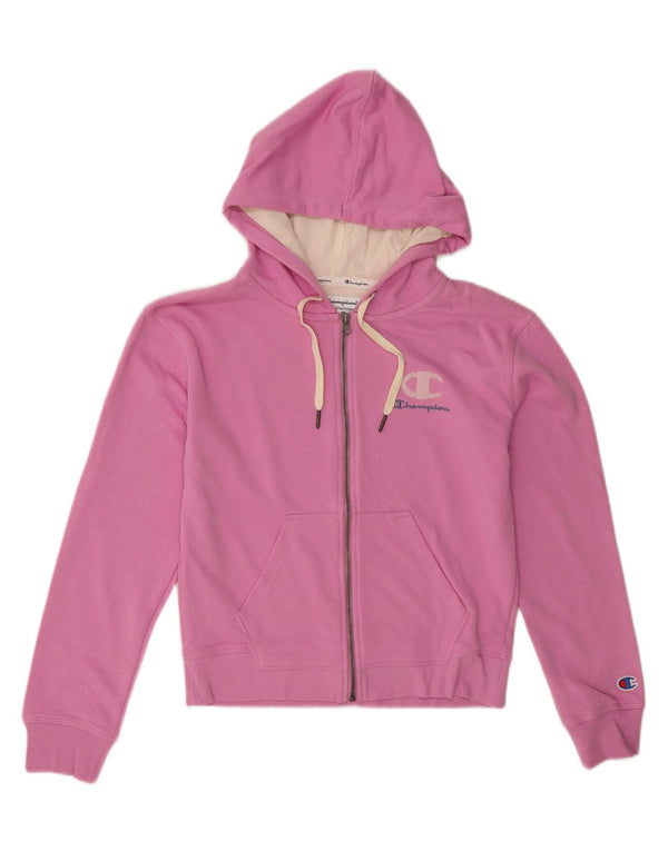 Champion Pull à capuche zippé surdimensionné graphique pour femme UK 10 Petit Rose