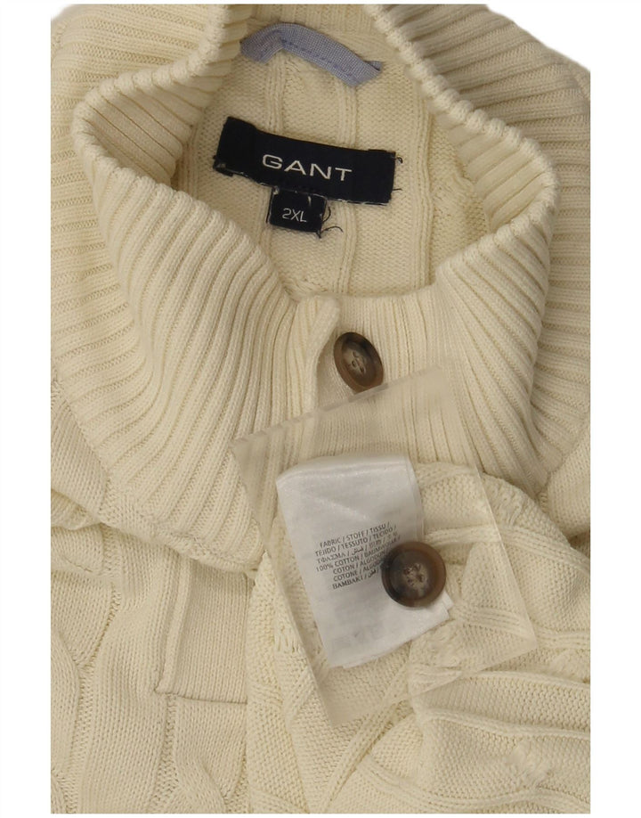 Gant Pull à col boutonné pour homme 2XL en coton blanc cassé