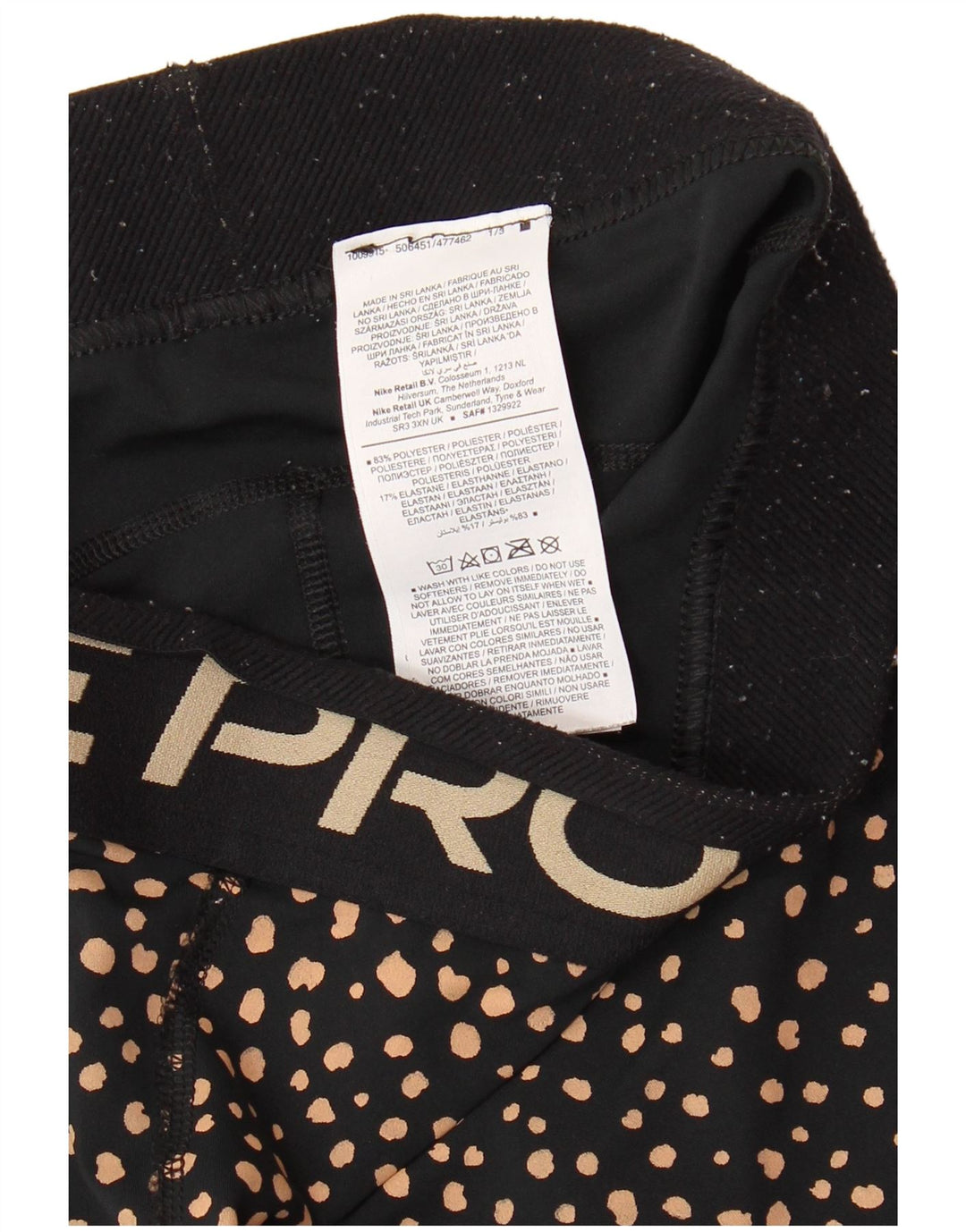 NIKE Legging Capri graphique pour femme UK 12 Polyester à pois noir moyen
