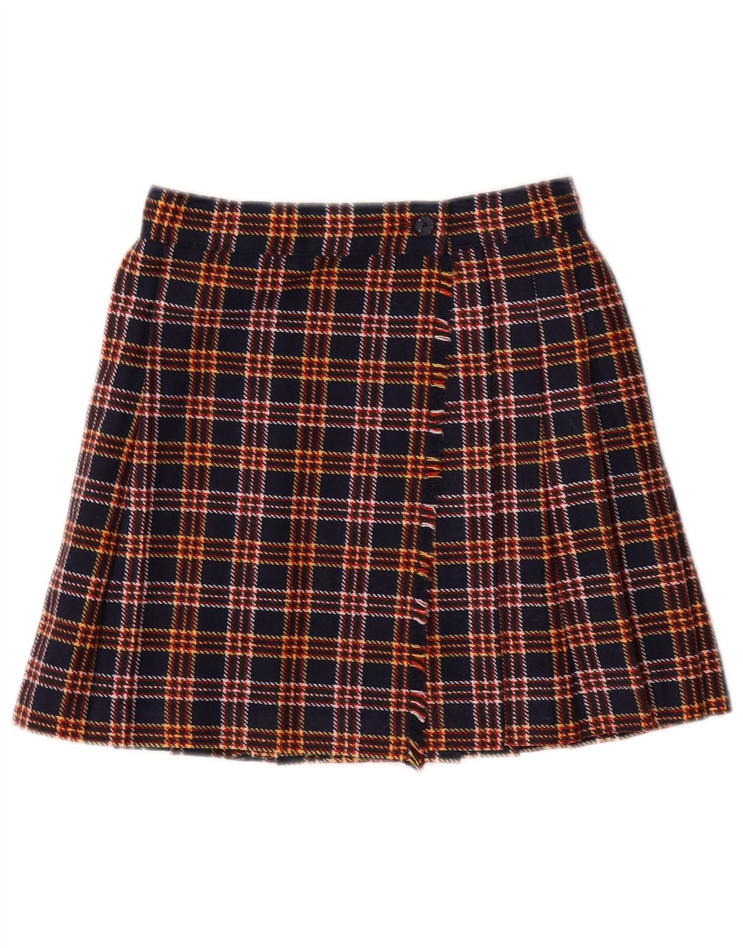 STEFANEL Jupe Portefeuille Femme IT 38 XS W26 Bleu Marine Carreaux Polyester