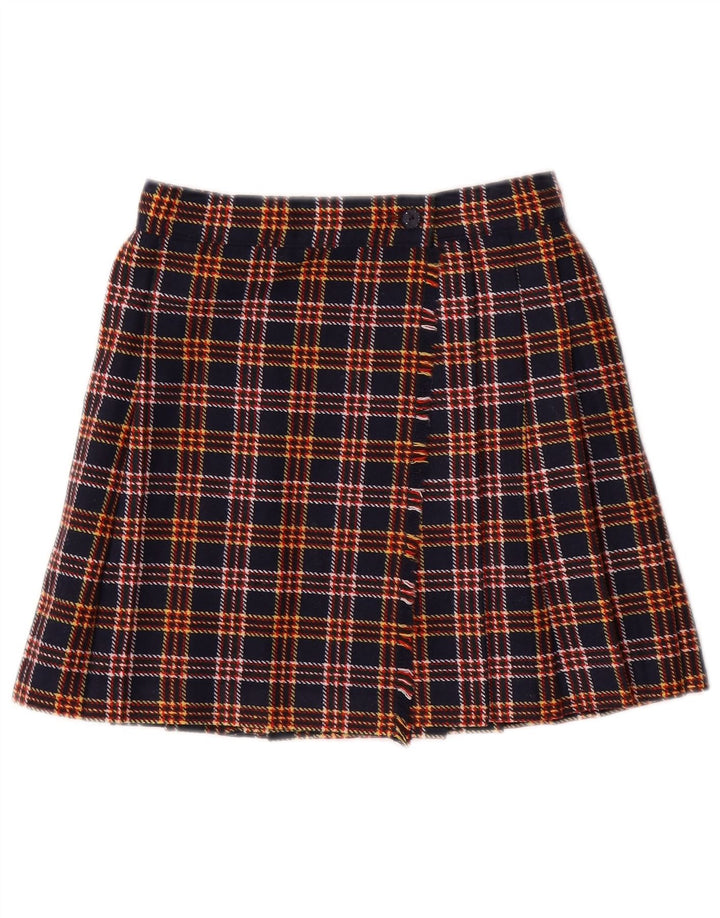 STEFANEL Jupe Portefeuille Femme IT 38 XS W26 Bleu Marine Carreaux Polyester