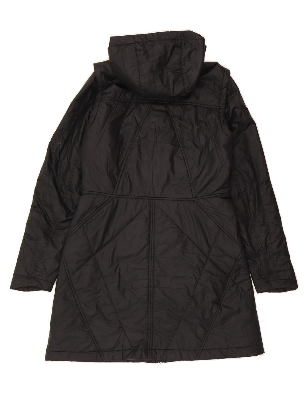 NIKE Womens Hooded Padded Coat UK 14 Medium Black Polyester Vintage Nike and Second-Hand Nike from Messina Hembry 