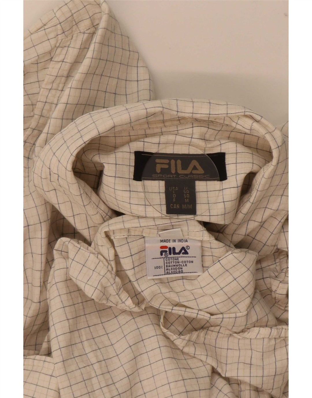 Fila Chemise Homme Beige Moyen Carreaux Coton