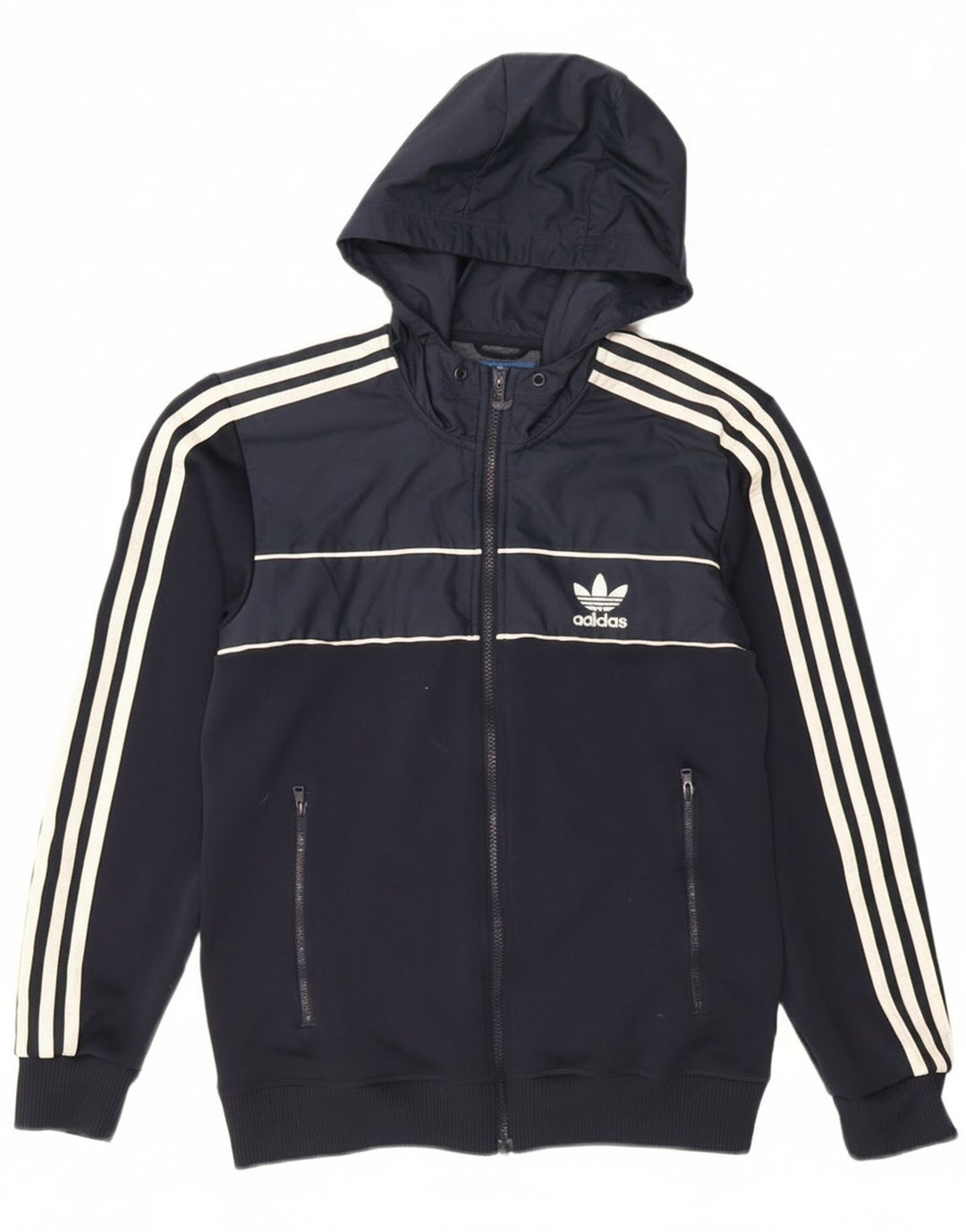 Adidas Pull à capuche zippé pour homme Petit polyester bleu marine