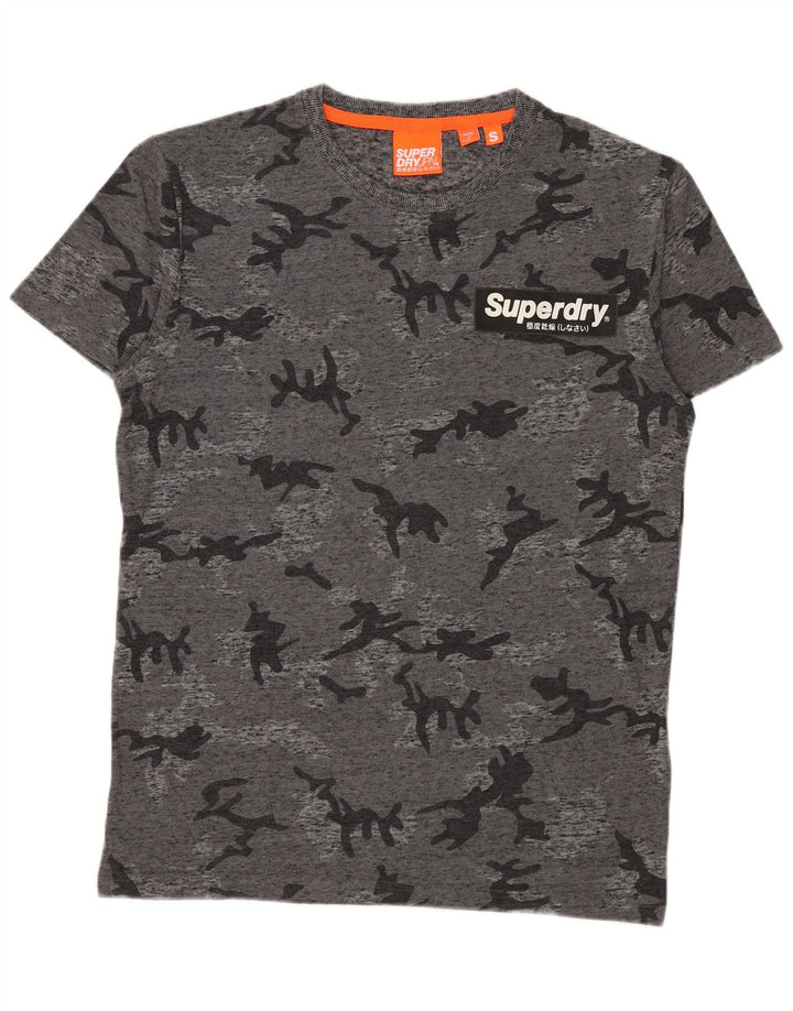 Superdry T-Shirt Top Petit Gris Camouflage Coton Homme