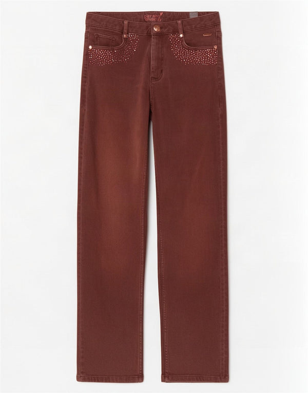 Marks & Spencer Pantalon droit décontracté pour femme UK 10 Small W28 L27 Marron