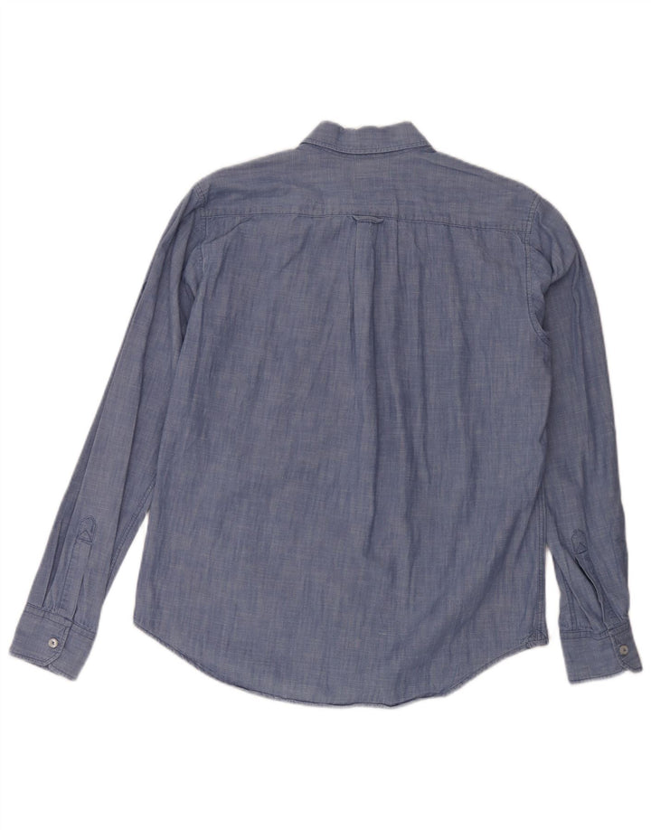 Chemise homme vintage coton bleu moyen