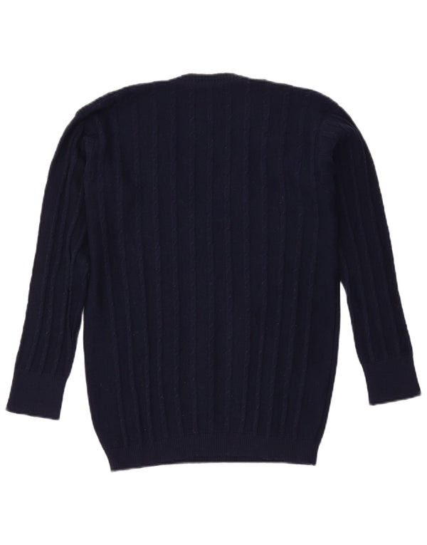 VINTAGE Pull col V femme UK 16 Grand Bleu Marine