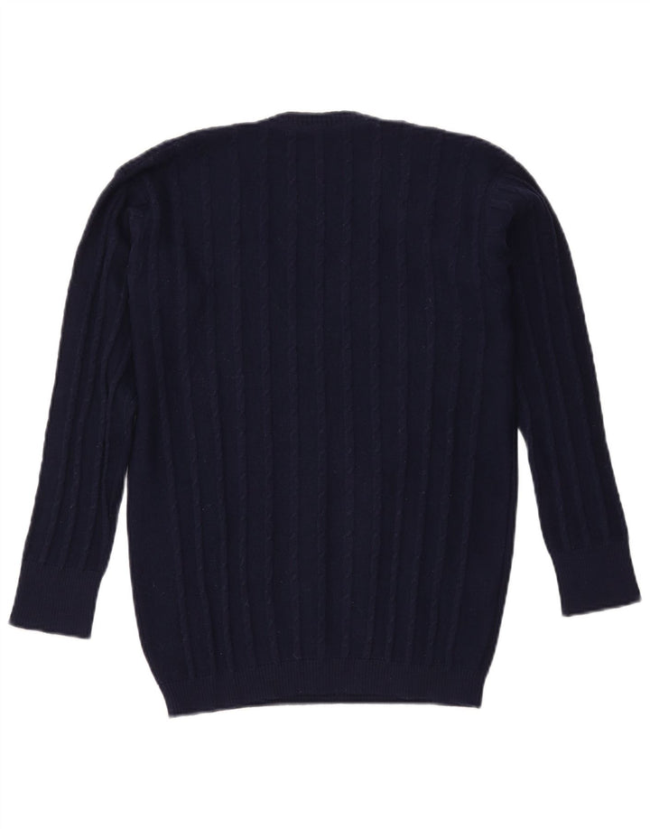 VINTAGE Pull col V femme UK 16 Grand Bleu Marine