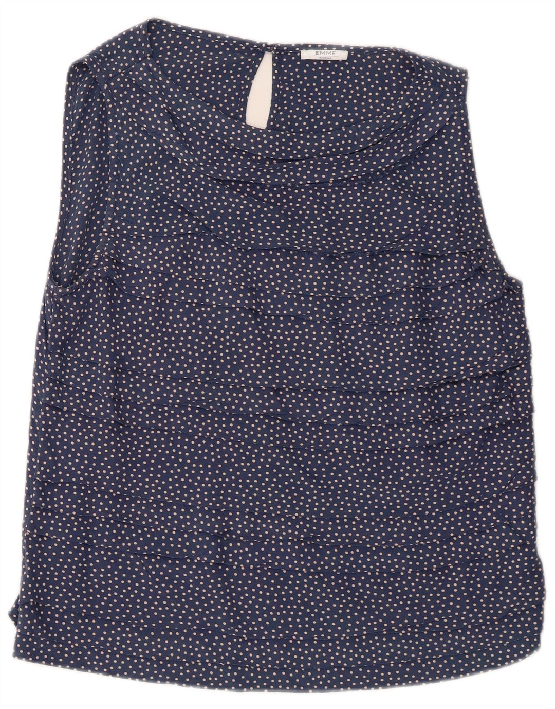 Marella Womens EMME Blouse sans manches Top UK 12 Medium Navy Blue Polka Dot