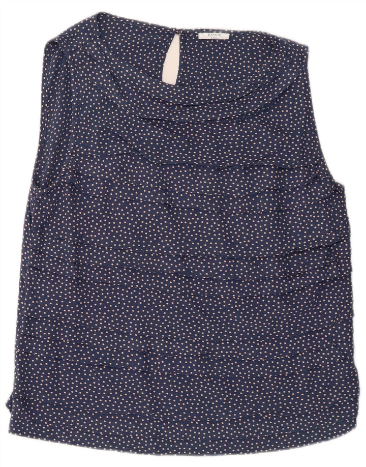 Marella Womens EMME Blouse sans manches Top UK 12 Medium Navy Blue Polka Dot