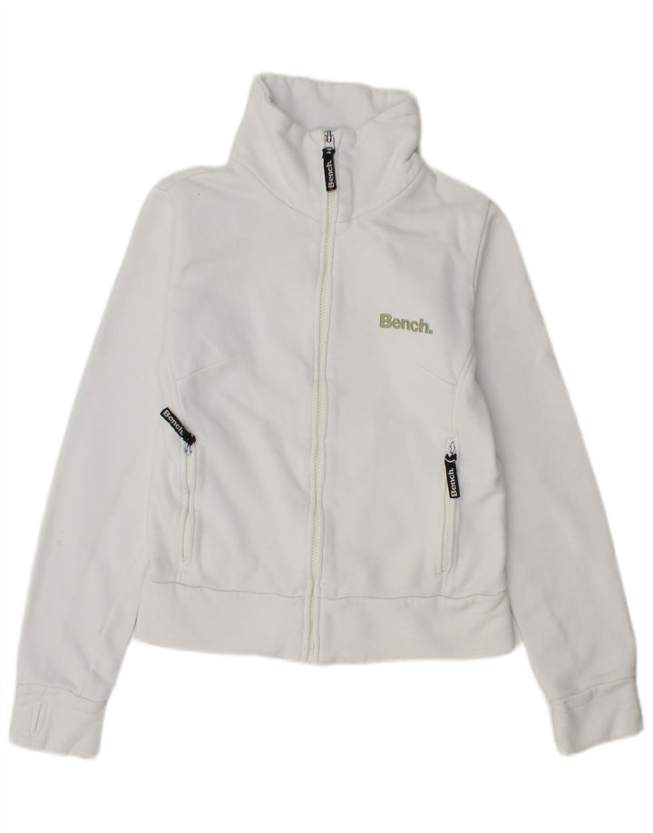Bench Femmes Crop Graphic Survêtement Top Veste UK 10 Petit Coton Blanc