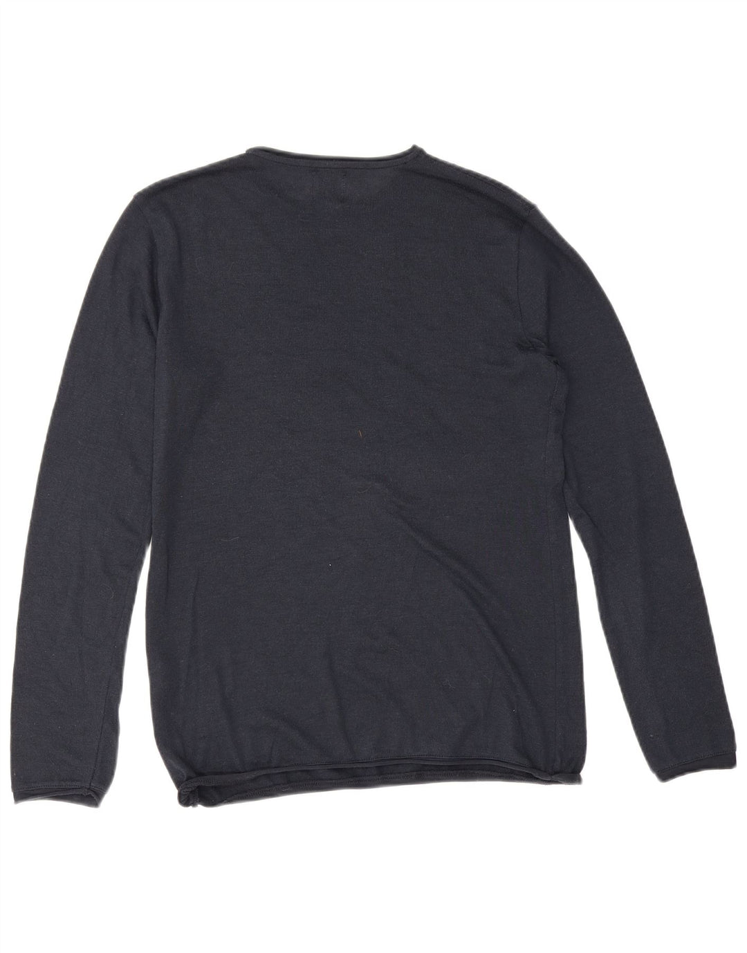 Zara Pull ras du cou pour homme en coton bleu marine Petit