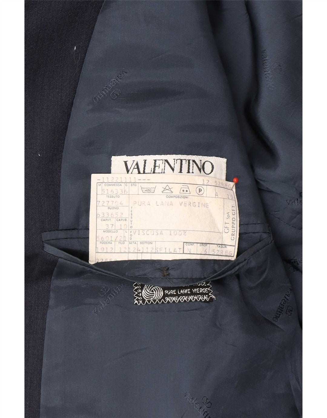 Valentino Veste Blazer 2 Boutons Homme IT 52 XL Bleu Marine Laine Vierge