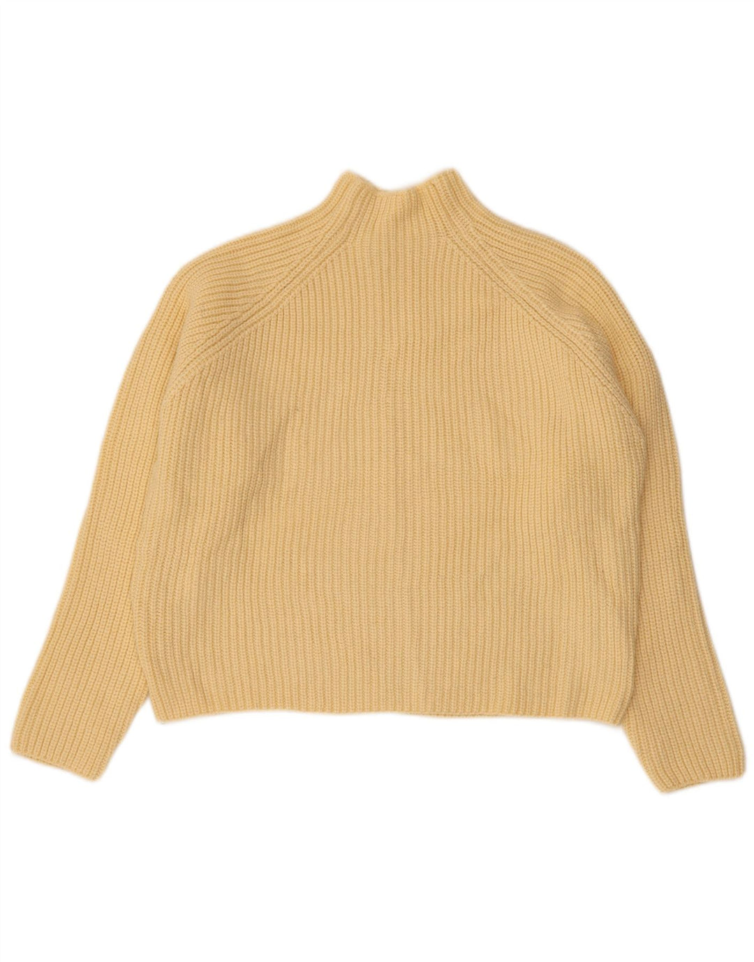 ZARA Femme Crop Oversize Col Roulé Pull Pull UK 10 Petit Jaune