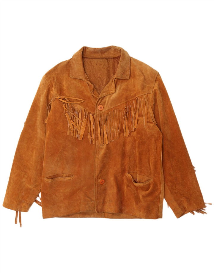 veste en daim homme vintage IT 52 XL Brown Cowboy