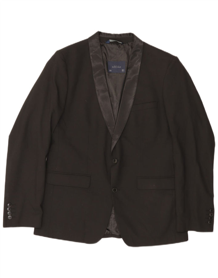 Zara Veste Blazer 2 Boutons Homme UK 40Large Noir