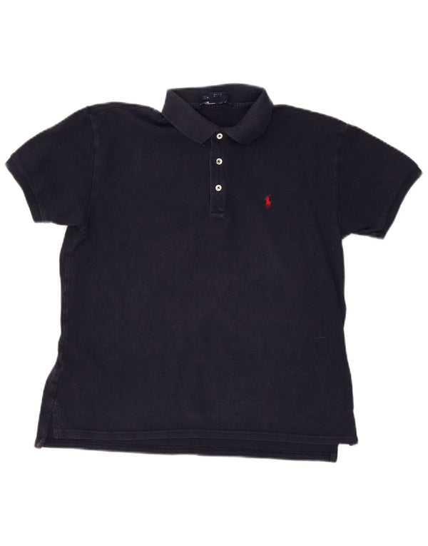 Ralph Lauren Polo surdimensionné pour femme UK 10 Petit coton bleu marine