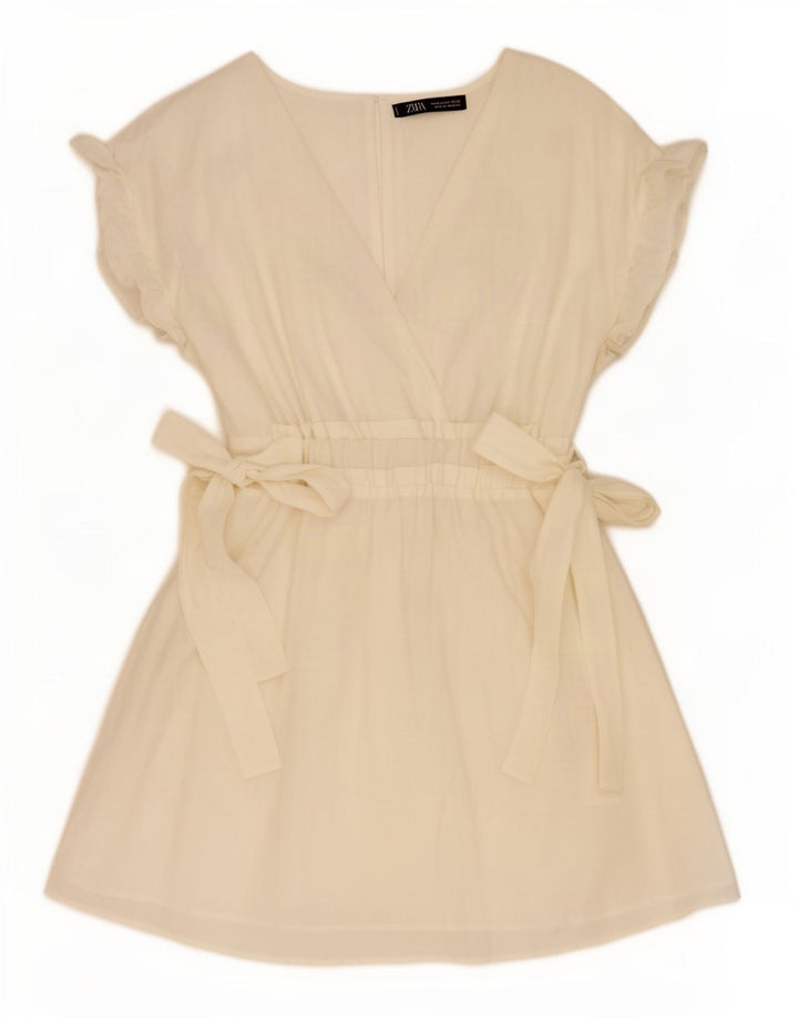 Zara Robe trapèze pour femme UK 12 Medium Off White Lyocell