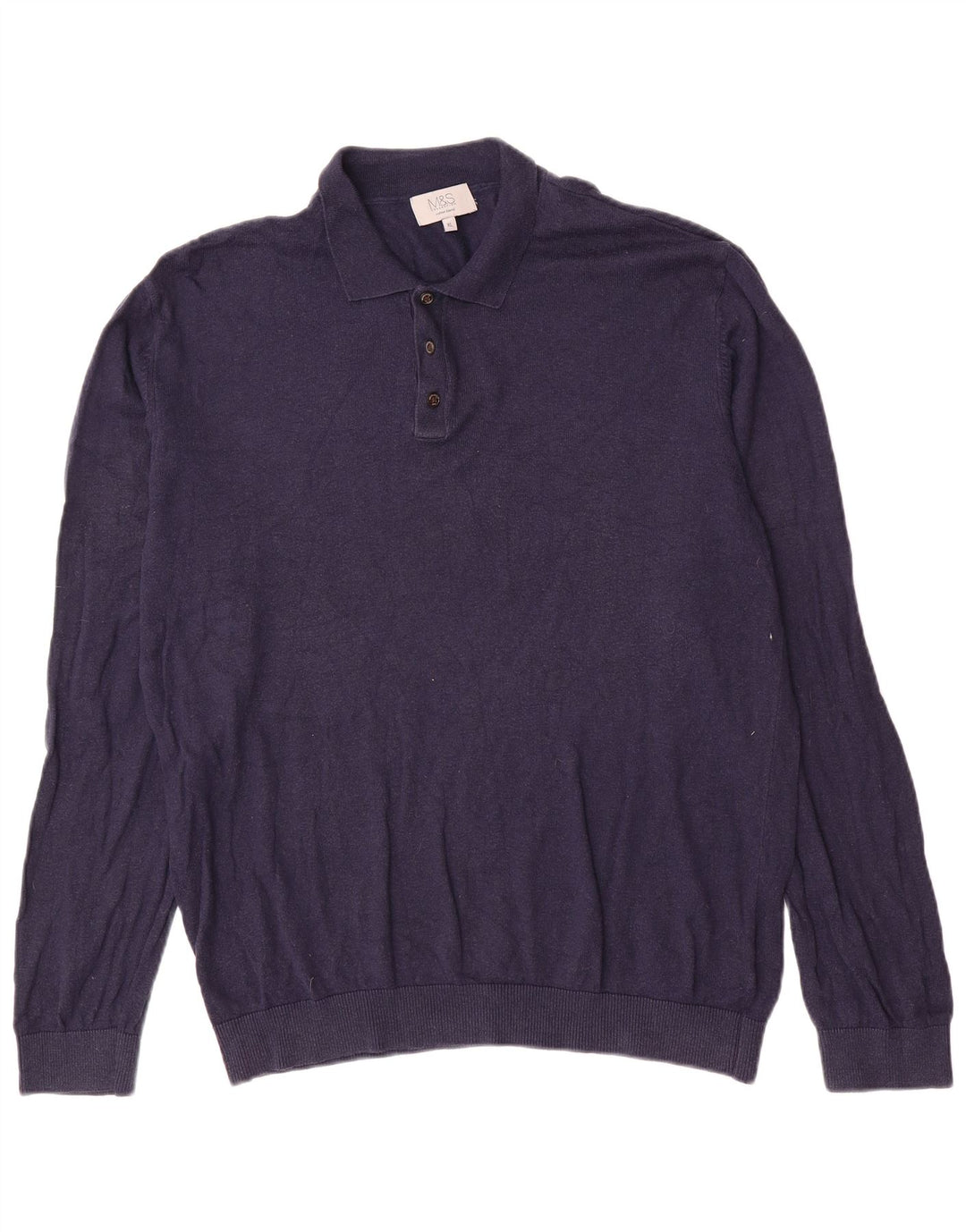 Marks & Spencer Pull col polo pour homme XL Bleu marine