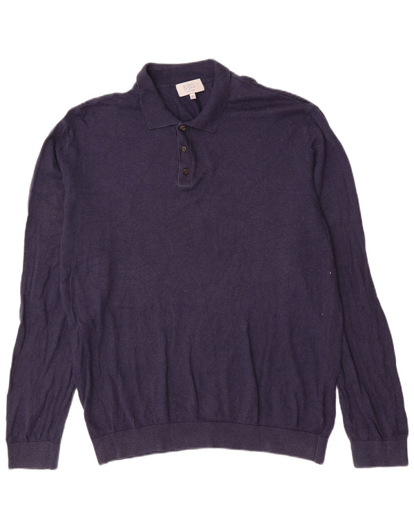 Marks & Spencer Pull col polo pour homme XL Bleu marine